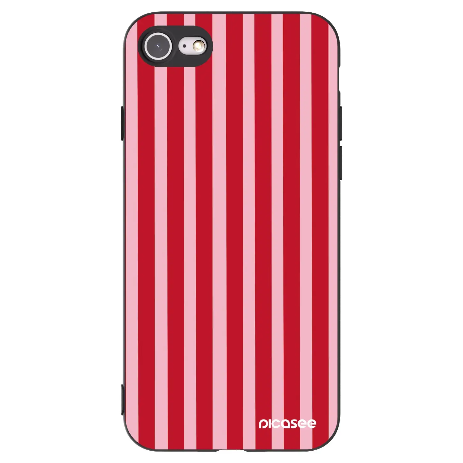 Silikonový černý obal pro Apple iPhone SE 2020 - Lines red