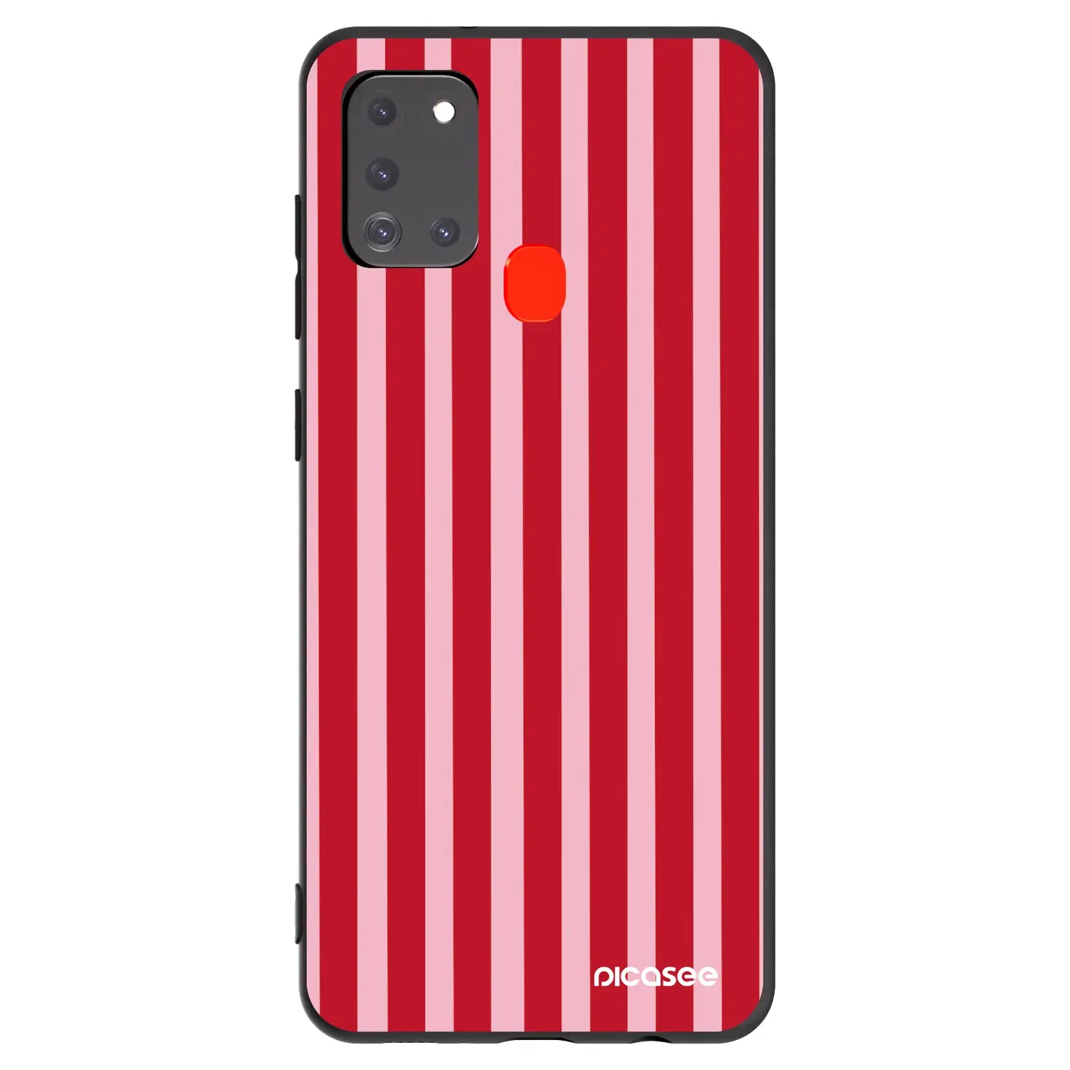 Silikonový černý obal pro Samsung Galaxy A21s - Lines red