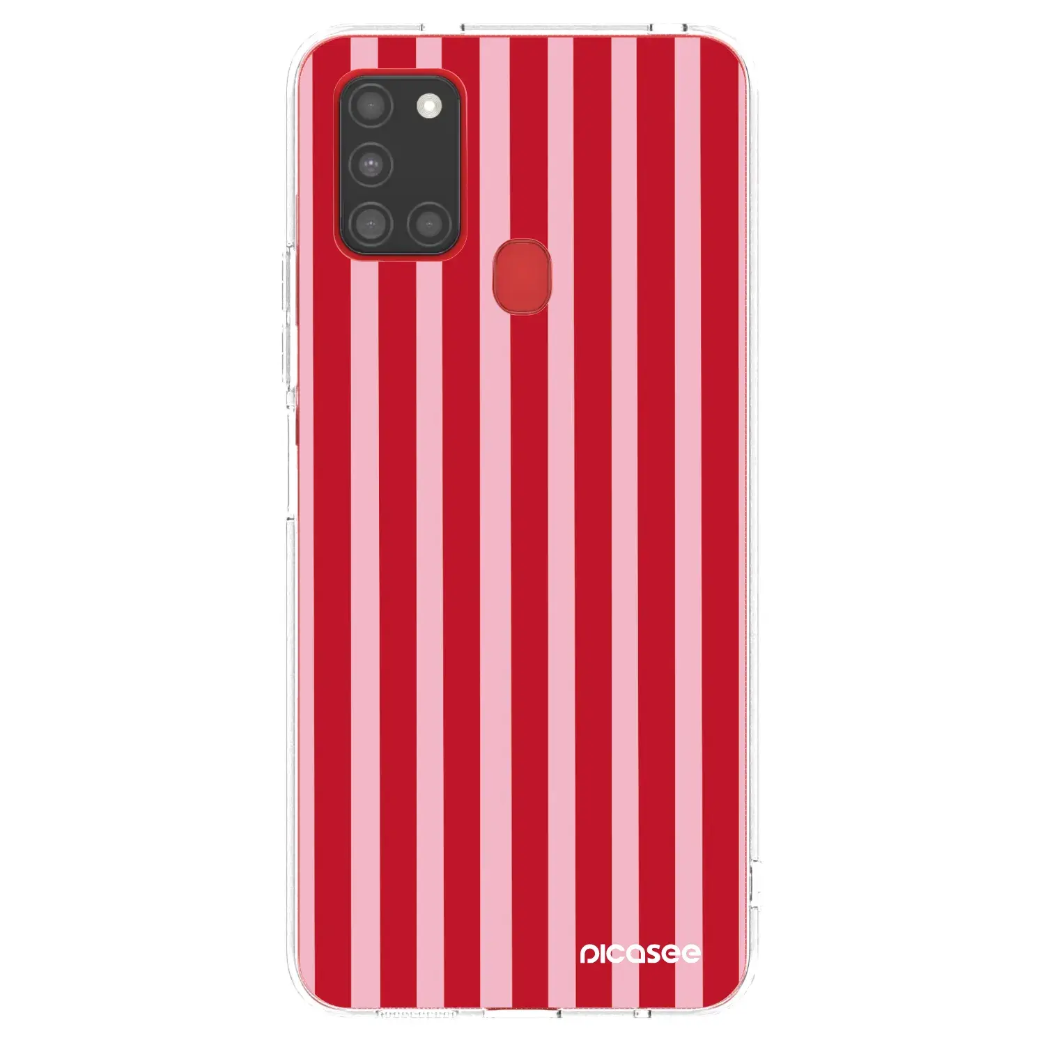 Silikonový průhledný obal pro Samsung Galaxy A21s - Lines red