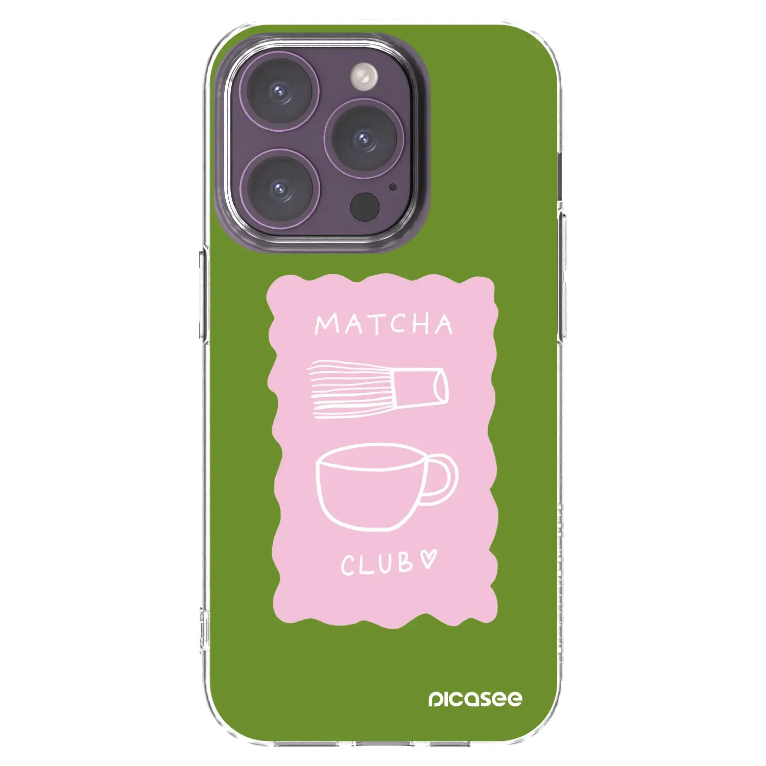 Silikonový průhledný obal pro Apple iPhone 14 Pro - Matcha club