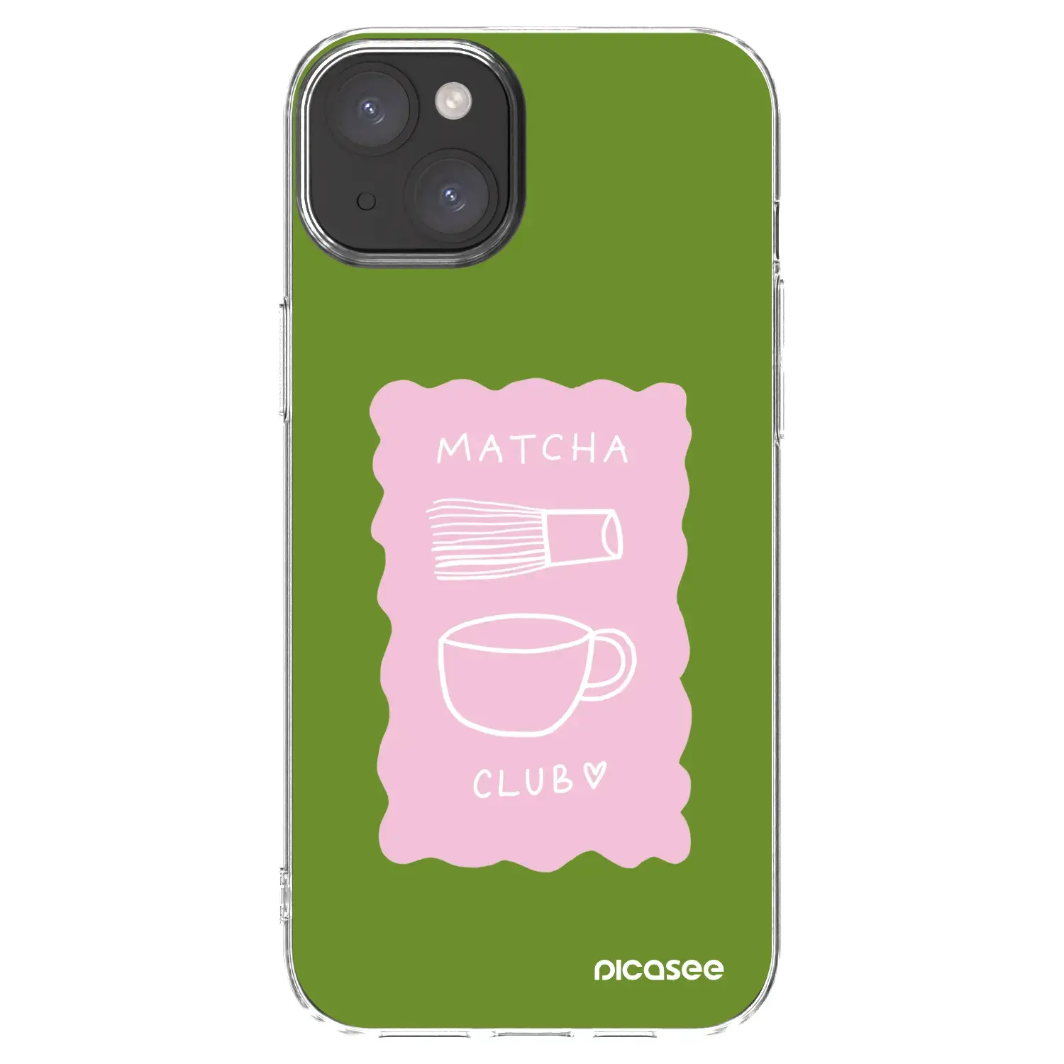 Silikonový průhledný obal pro Apple iPhone 15 Plus - Matcha club