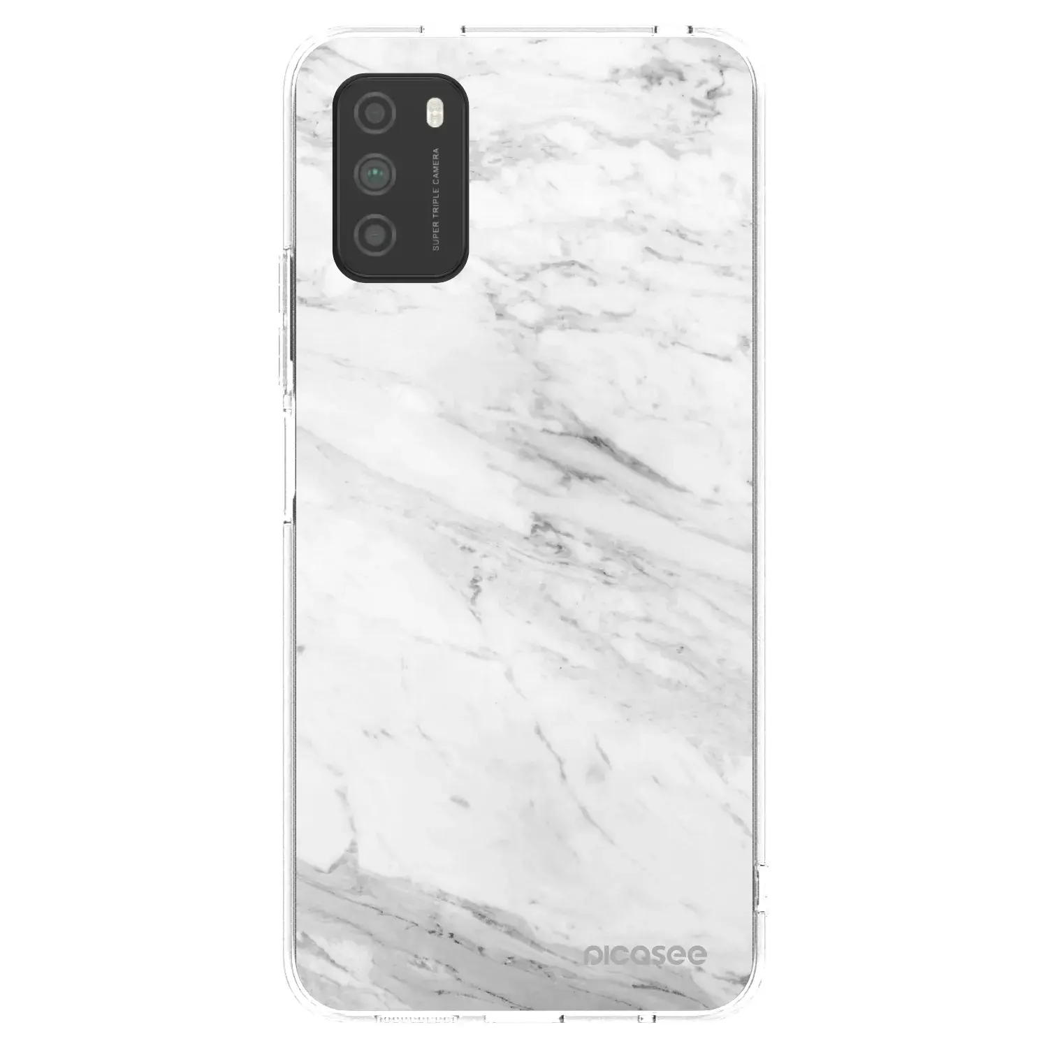 Silikonový průhledný obal pro Xiaomi Poco M3 - White marble
