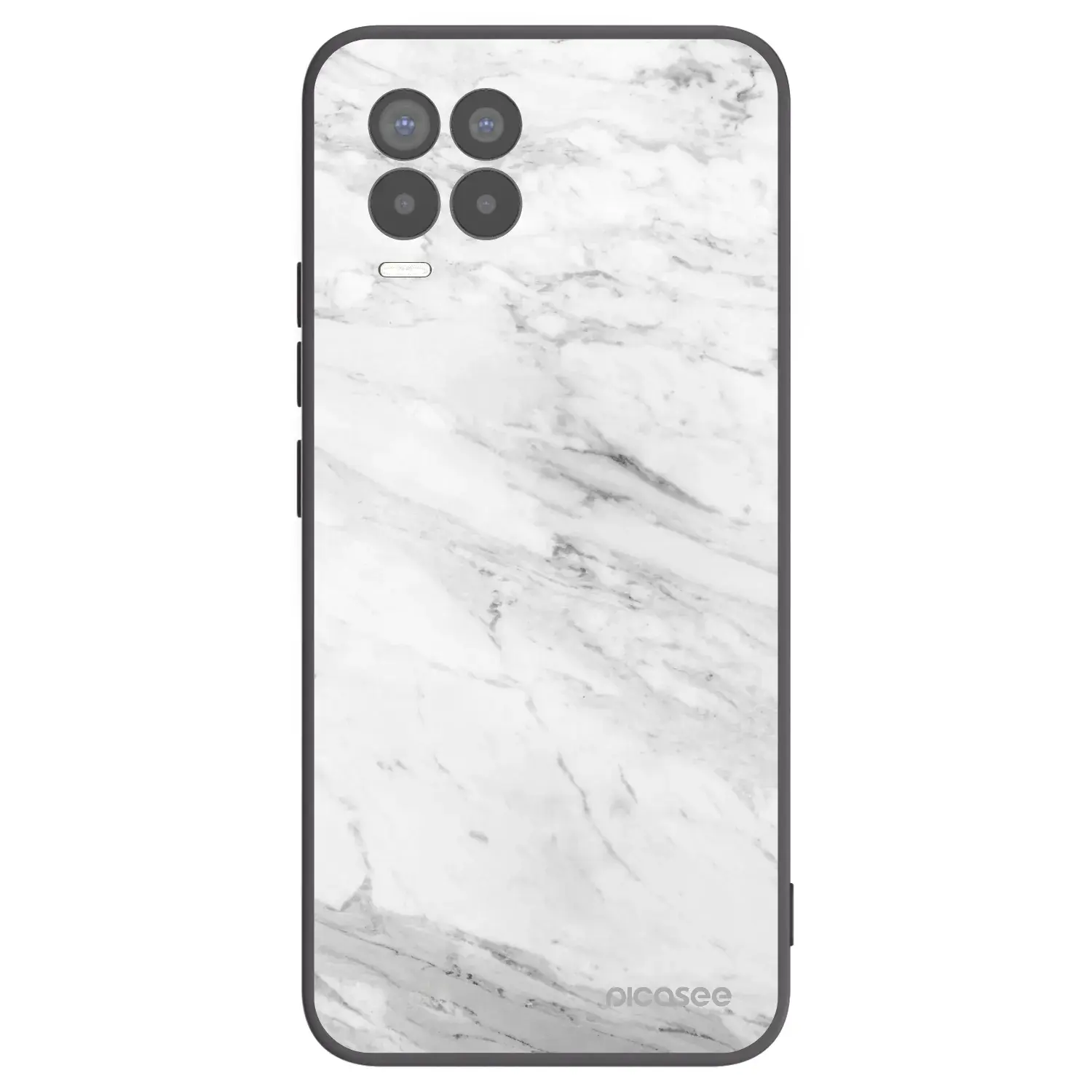 Silikonový černý obal pro Realme 8 Pro - White marble