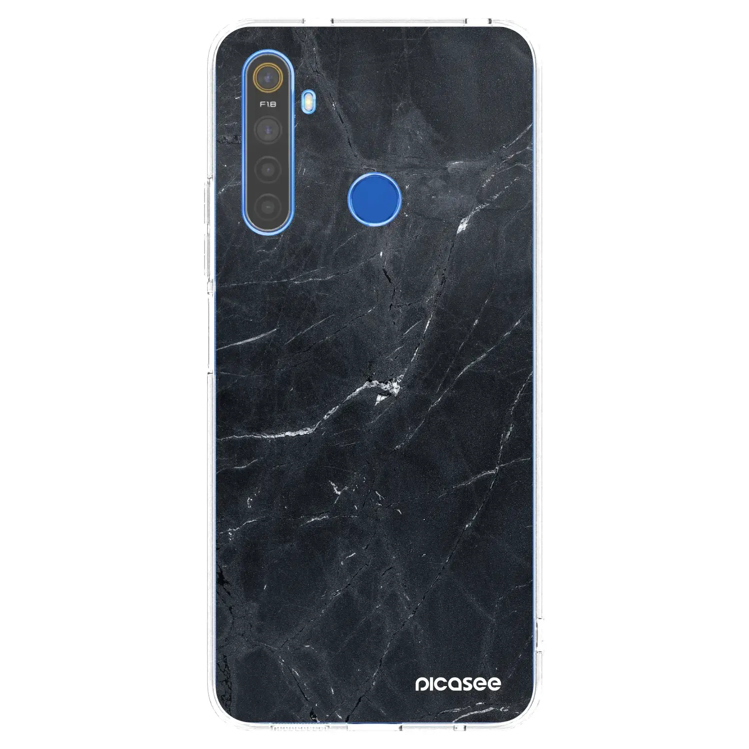Silikonový průhledný obal pro Realme 5 - Black marble