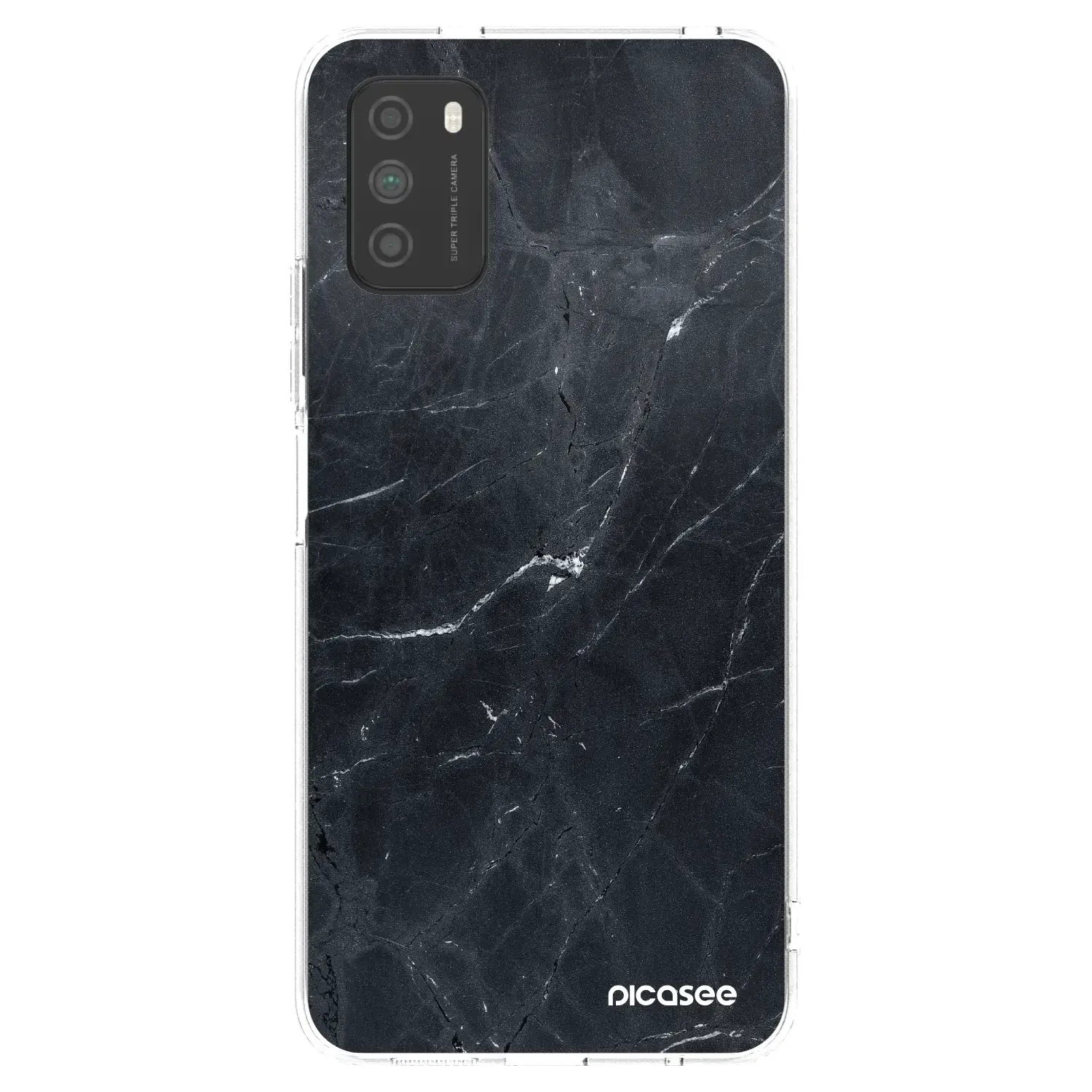 Silikonový průhledný obal pro Xiaomi Poco M3 - Black marble