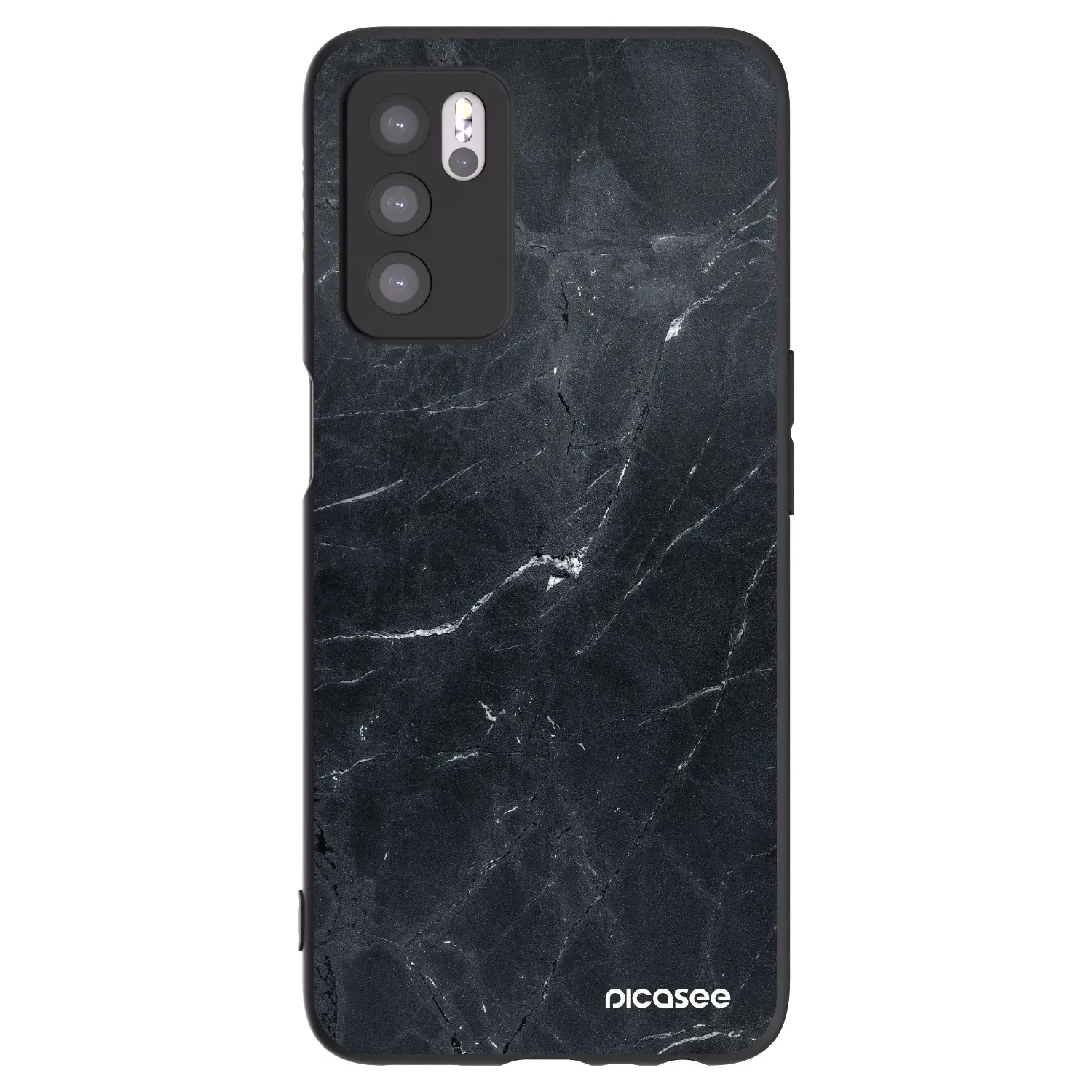 Silikonový černý obal pro OPPO A16s - Black marble