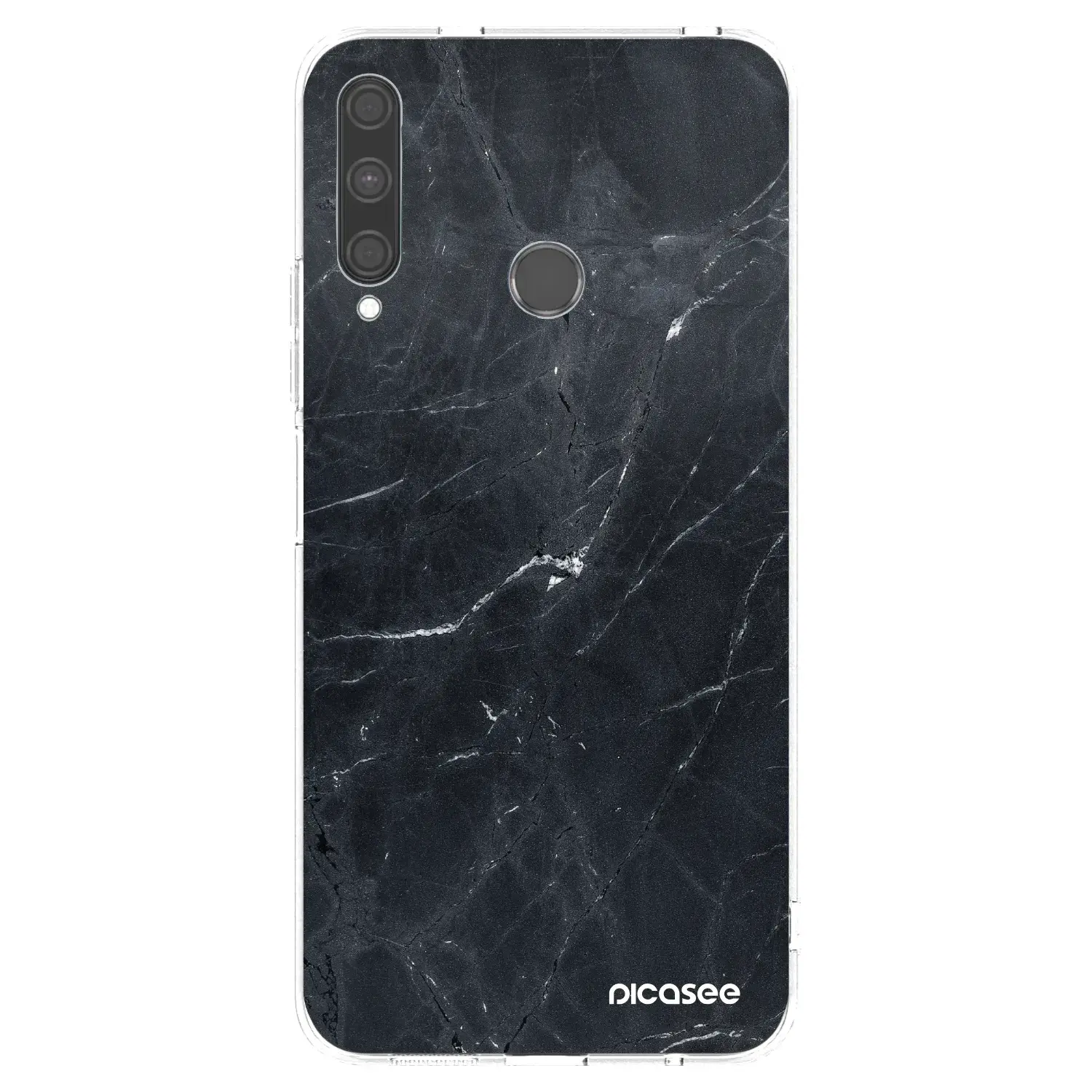 Silikonový průhledný obal pro Huawei P40 Lite E - Black marble