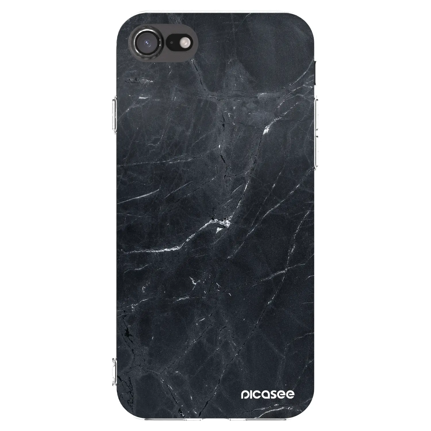 Silikonový průhledný obal pro Apple iPhone SE 2020 - Black marble