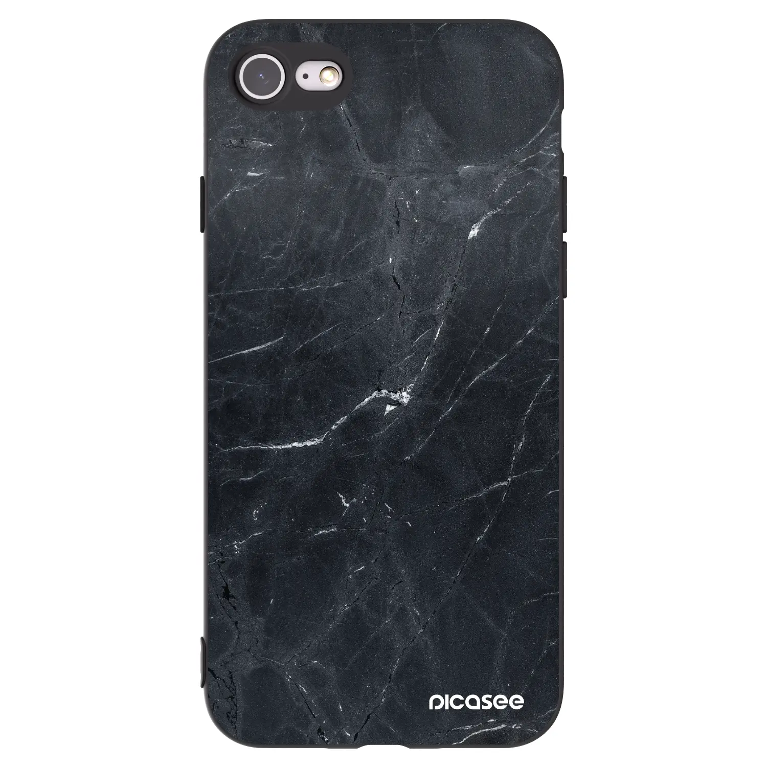 Silikonový černý obal pro Apple iPhone SE 2020 - Black marble