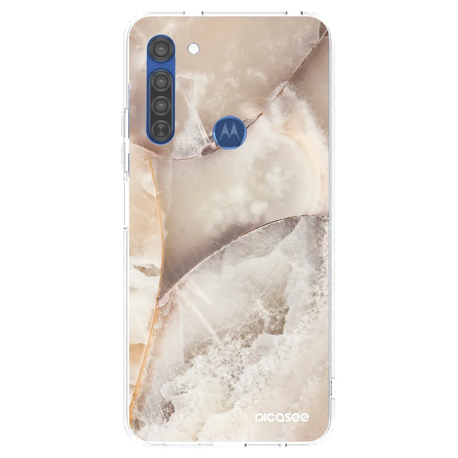 Silikonový průhledný obal pro Motorola Moto G8 - Cream marble