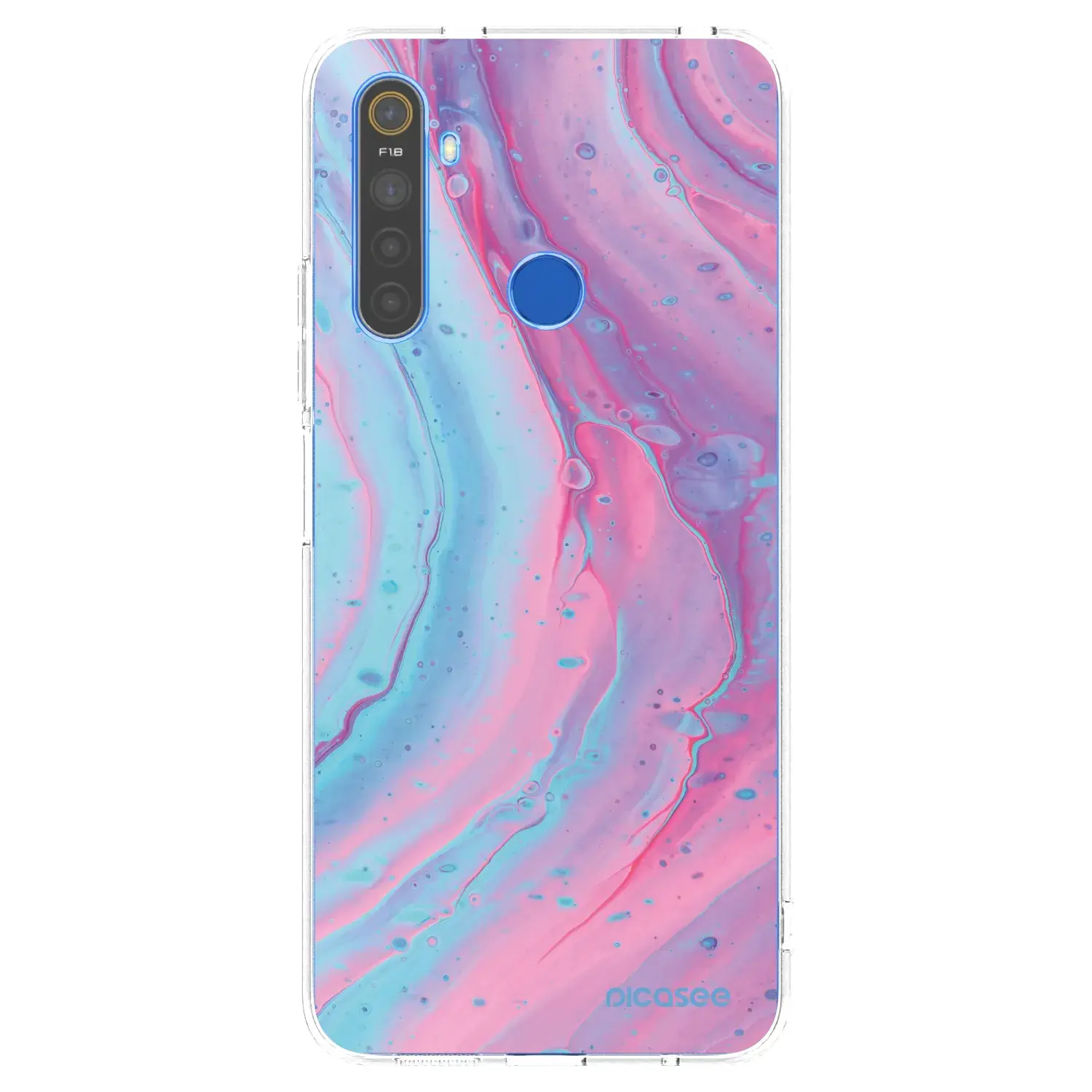 Silikonový průhledný obal pro Realme 5 - Pink liquid