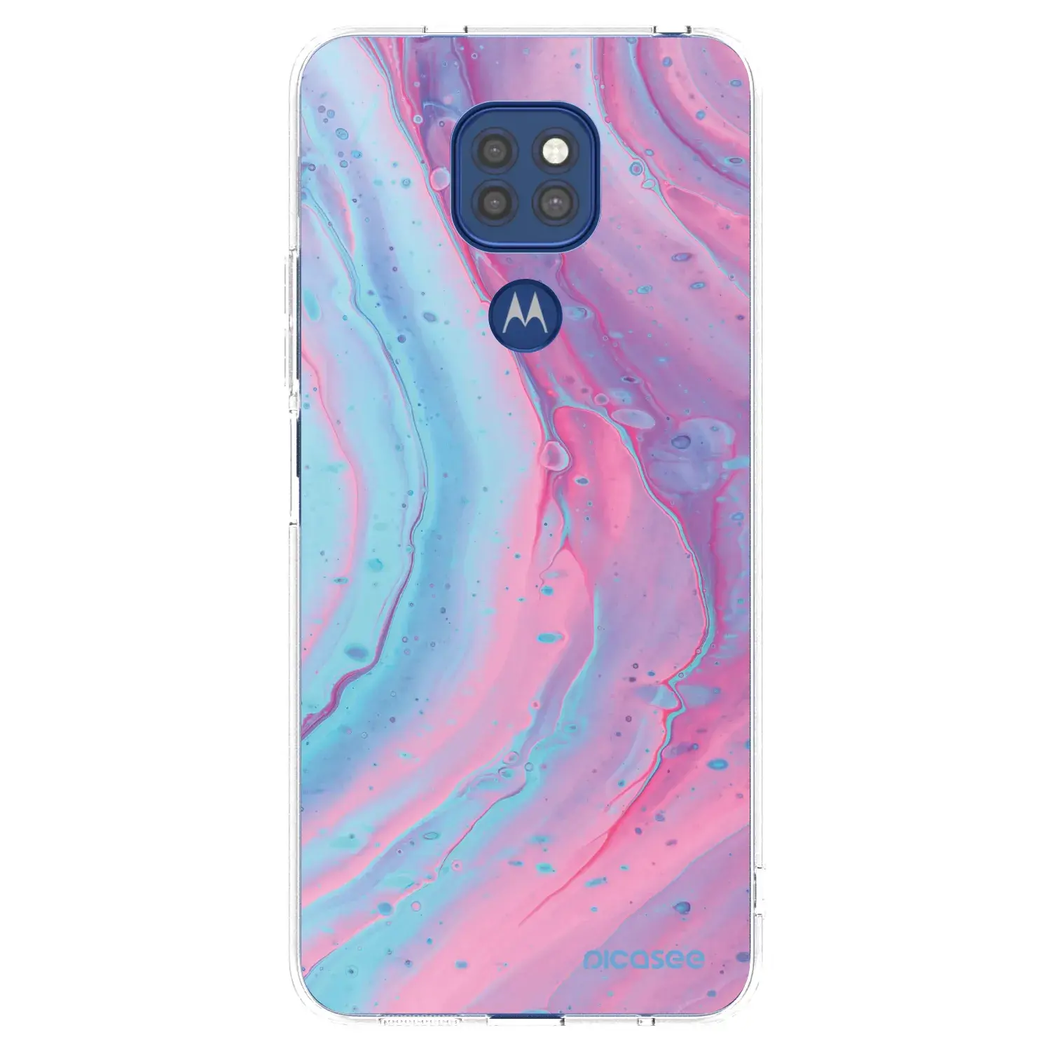 Silikonový průhledný obal pro Motorola Moto G9 Play - Pink liquid