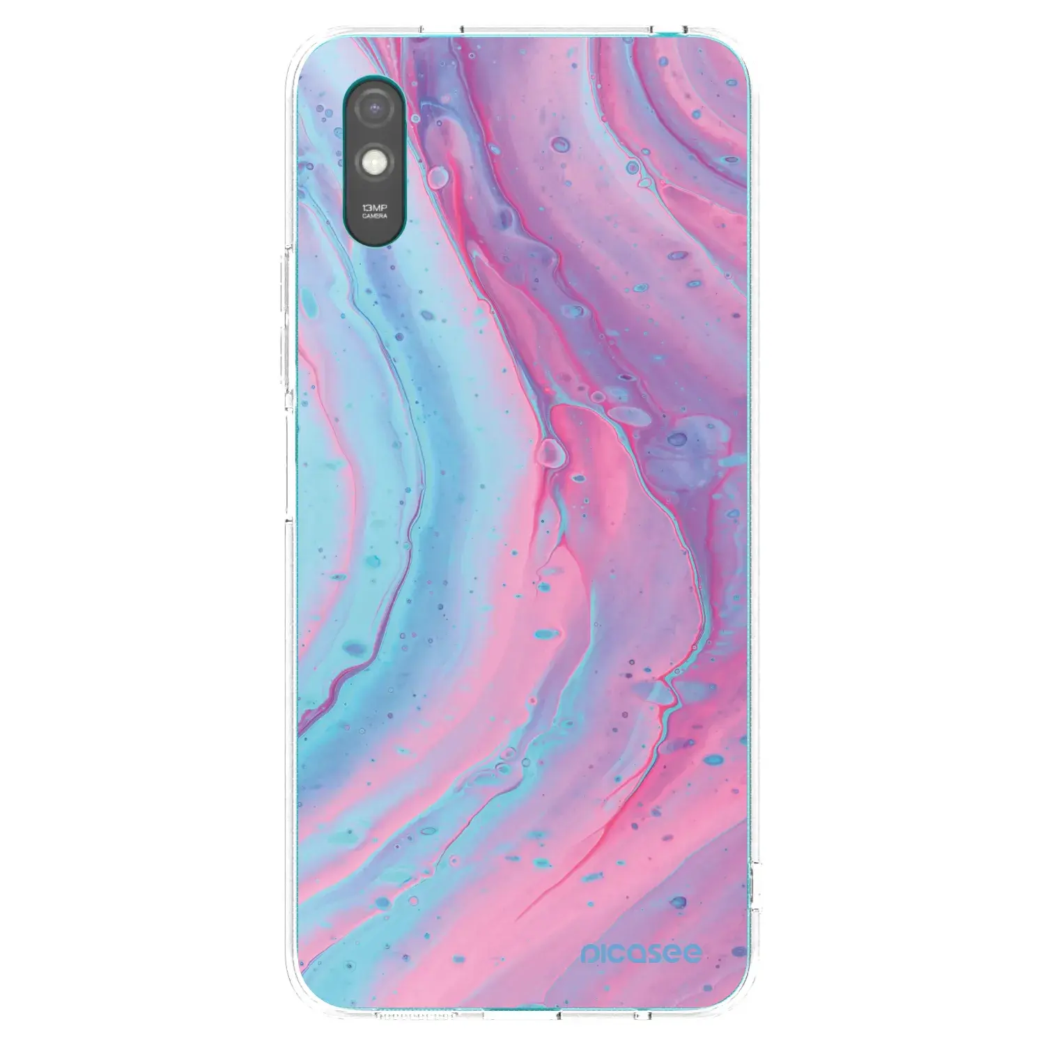 Silikonový průhledný obal pro Xiaomi Redmi 9AT - Pink liquid