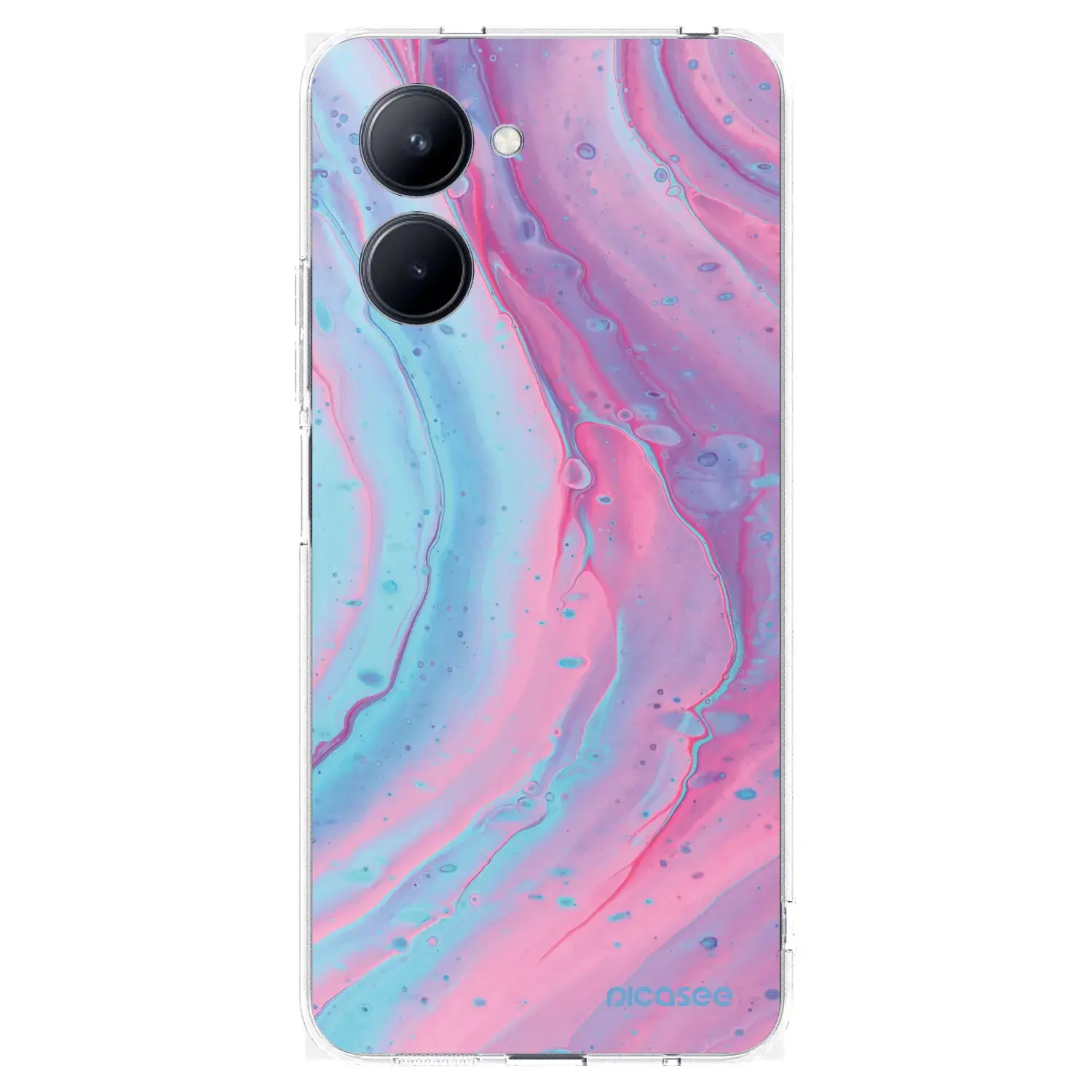 Silikonový průhledný obal pro Realme C33 (2023) - Pink liquid