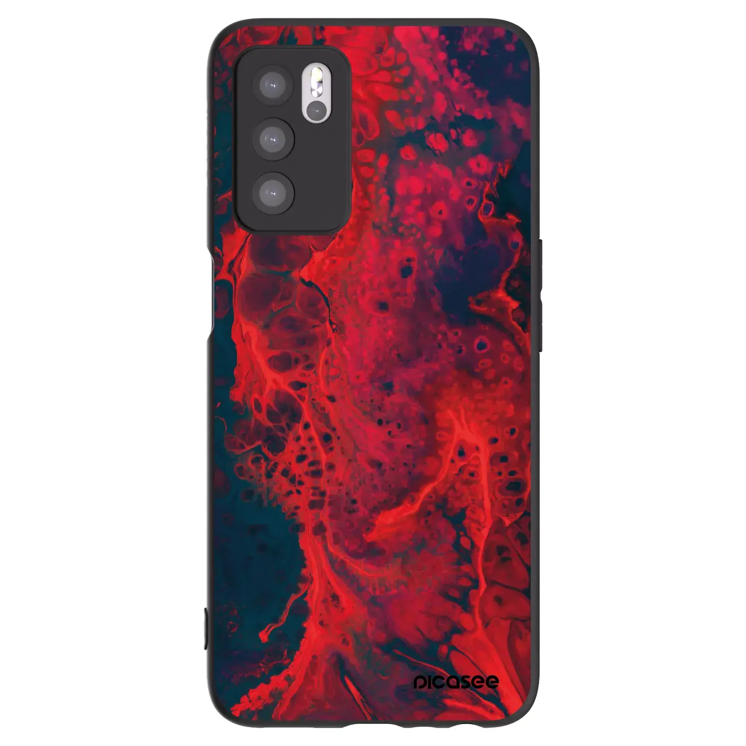 Silikonový černý obal pro OPPO A16s - Organic red