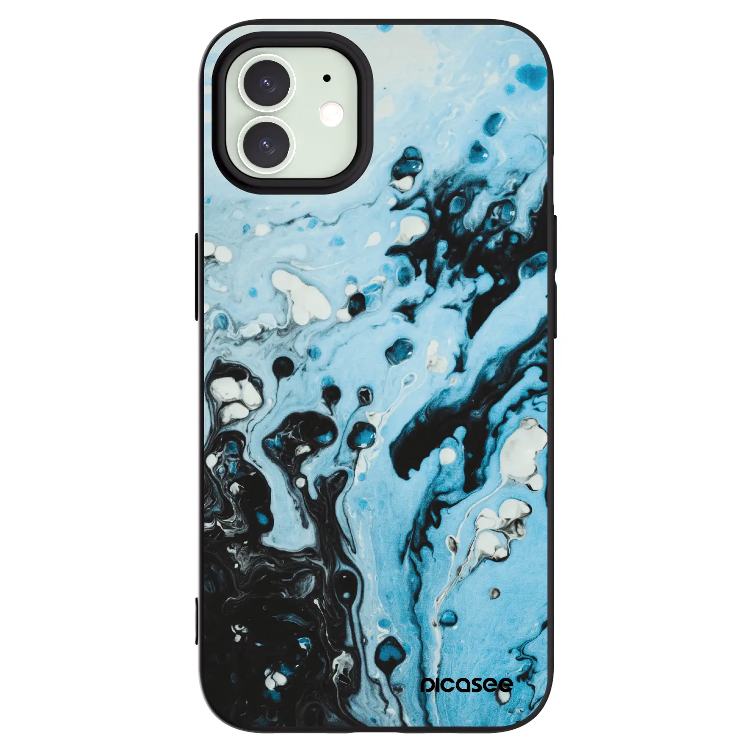 Silikonový černý obal pro Apple iPhone 12 - Organic blue