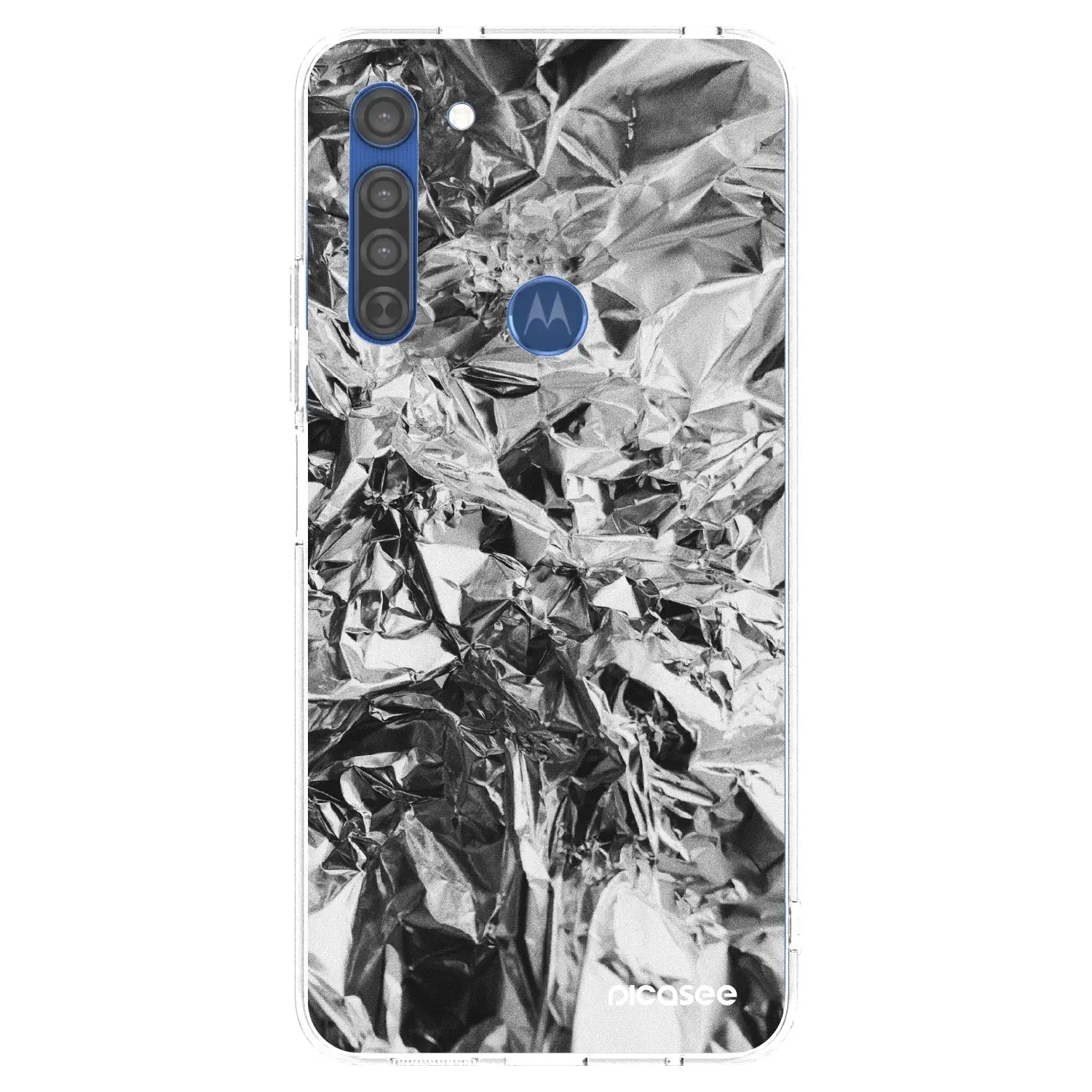 Silikonový průhledný obal pro Motorola Moto G8 - Chrome
