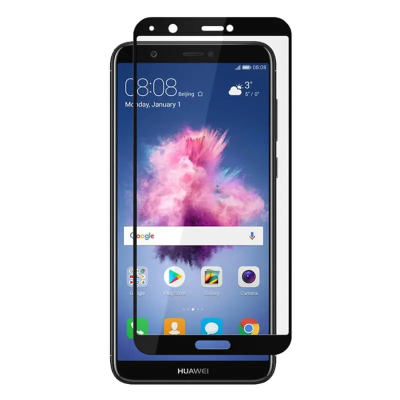 3x 3D tvrzené sklo s rámečkem pro Huawei P Smart - černé - 2+1 zdarma