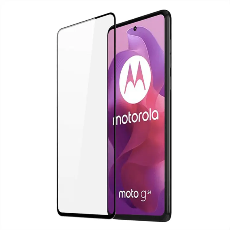 3x 3D tvrzené sklo s rámečkem pro Motorola Moto G24 - černé - 2+1 zdarma