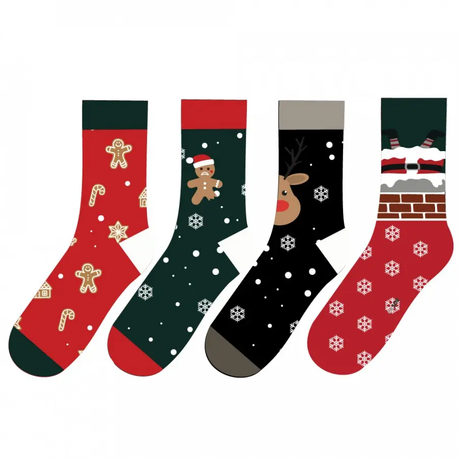 Unisex froté barevné veselé vánoční ponožky OXSOX 35-38 mix barev 4 páry