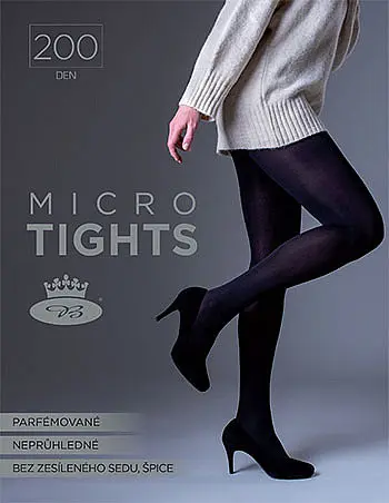 MICRO TIGHTS 200 DEN mikrovláknové jemné punčochové kalhoty Lady B Černá