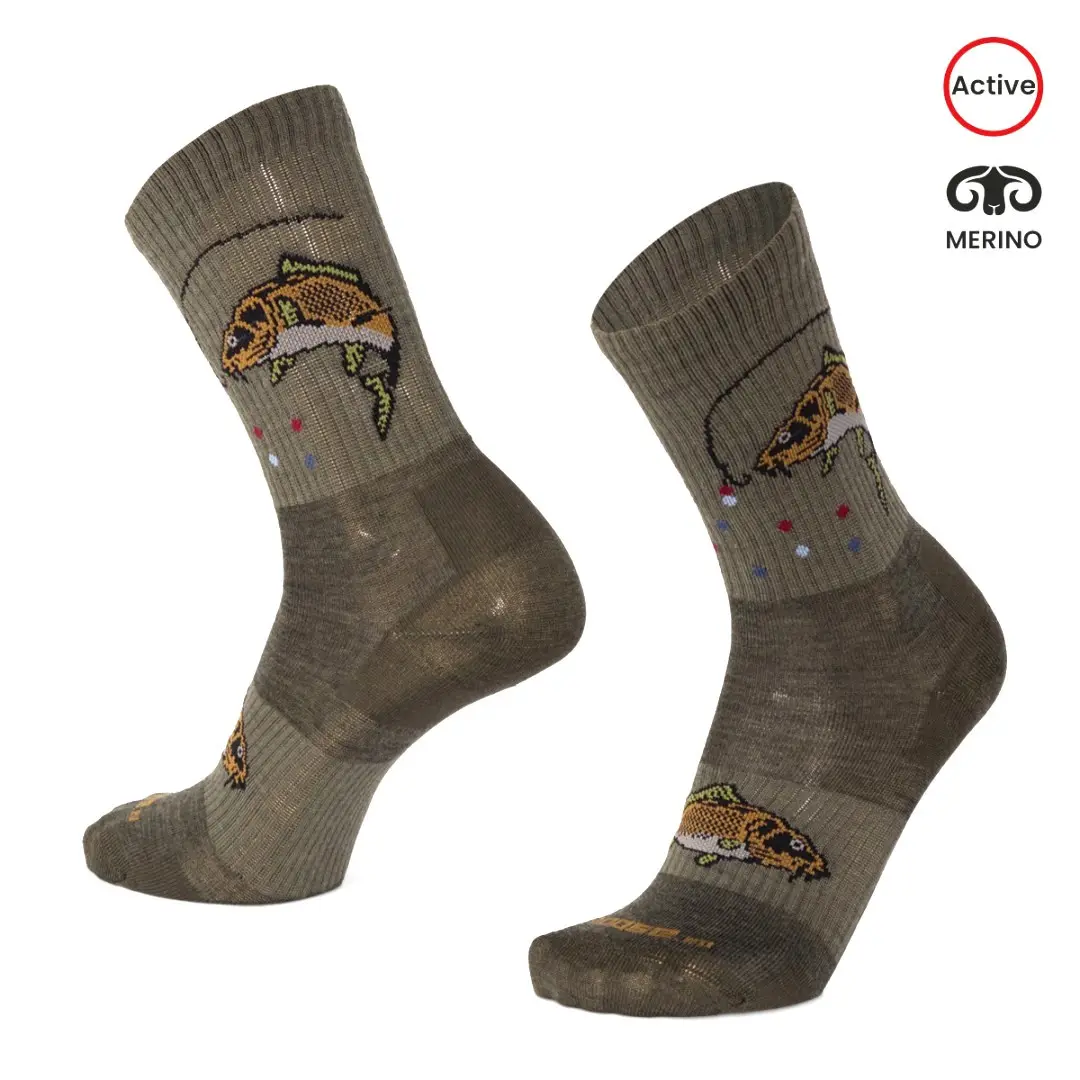 BESKYD CARP veselé merino ponožky Moose zelená
