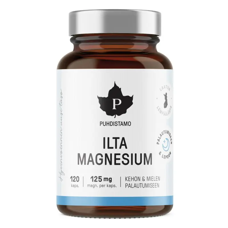 Puhdistamo Night Magnesium 120 kapslí (Hořčík) - Puhdistamo