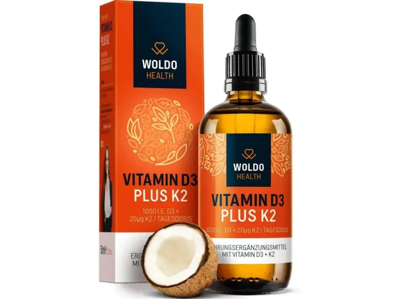 WoldoHealth Vitamin D3+K2 Kapky 1000 I.U. 50 ml - Woldohealth