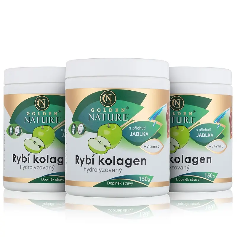 2+1 Golden Nature Hydrolyzovaný Rybí kolagen+Vitamin C 450g (jablko) - Golden Nature