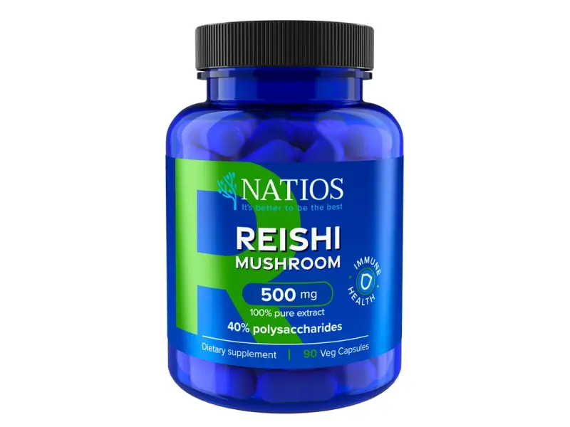 NATIOS Reishi Extract, 500 mg, 40% polysaccharides, 90 veganských kapslí - NATIOS