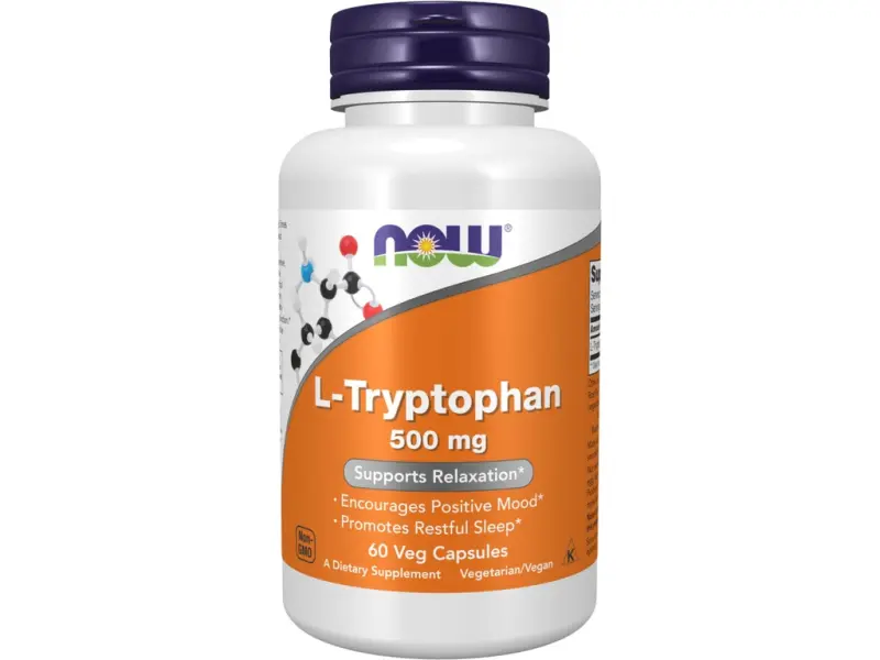 NOW Foods L-Tryptophan, 500 mg, 60 rostlinných kapslí - NOW Foods