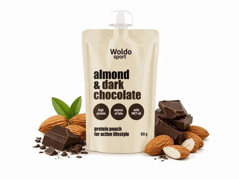 Woldohealth Proteinová kapsička mandle &amp; hořká čokoláda 80g - Woldohealth