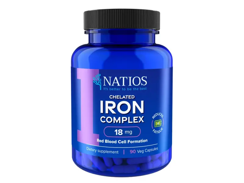 Natios Iron Chelated Complex Železo bisglycinát 18 mg 90 veganských kapslí
