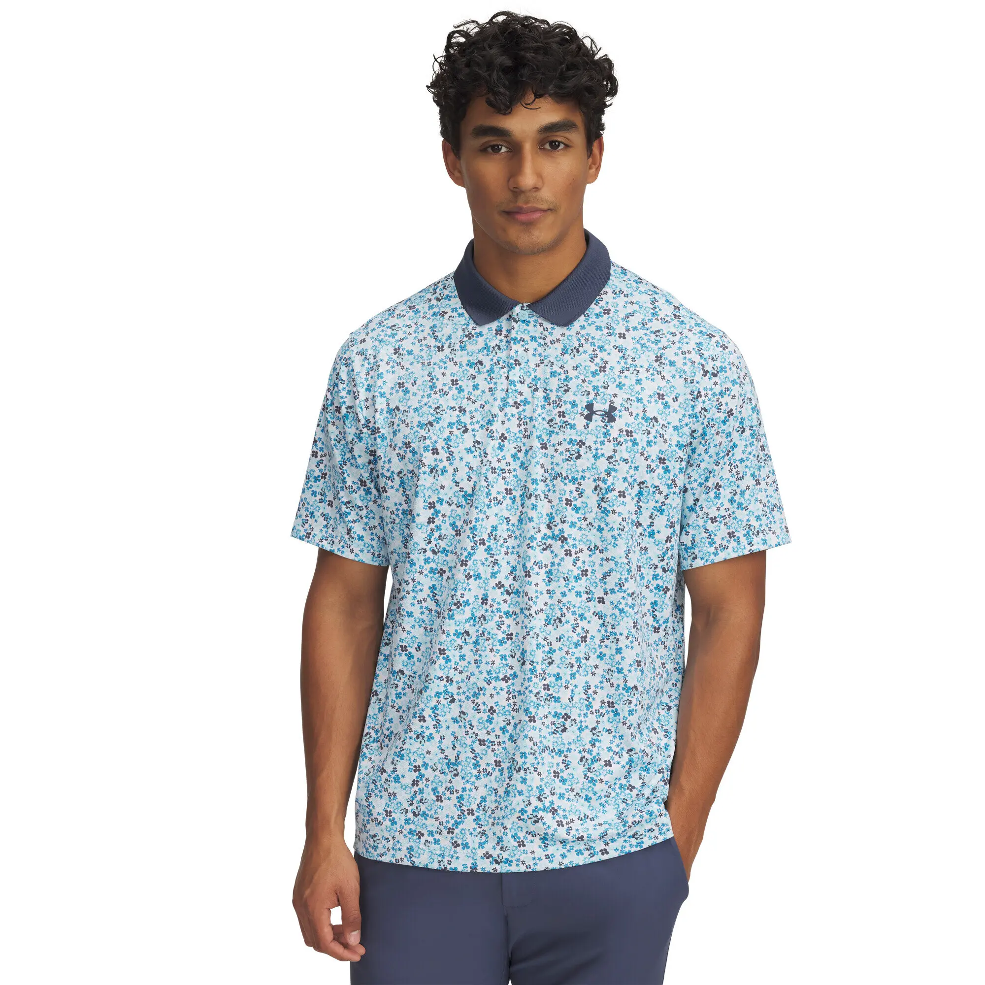 Under Armour Perf 3.0 Matchplay Printed pánské triko, bílé/modré DOPRODEJ
