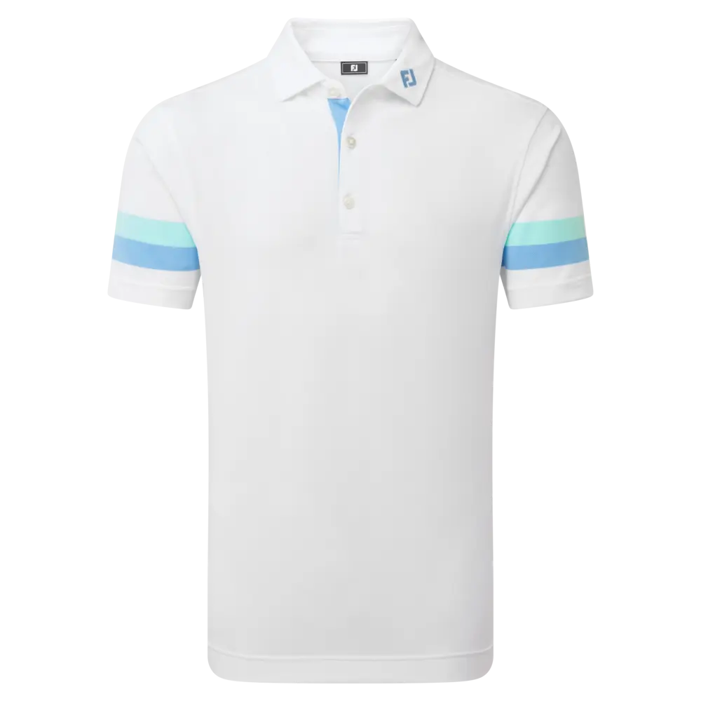 FootJoy Sleeve Stripe pánské triko, bílé/modré, vel. M
