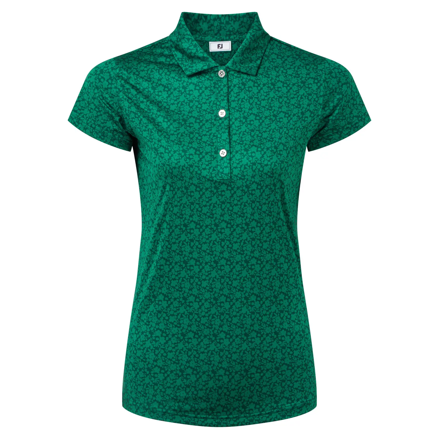 FootJoy Floral Cap Sleeve Lisle dámské golfové triko, zelené, vel. S