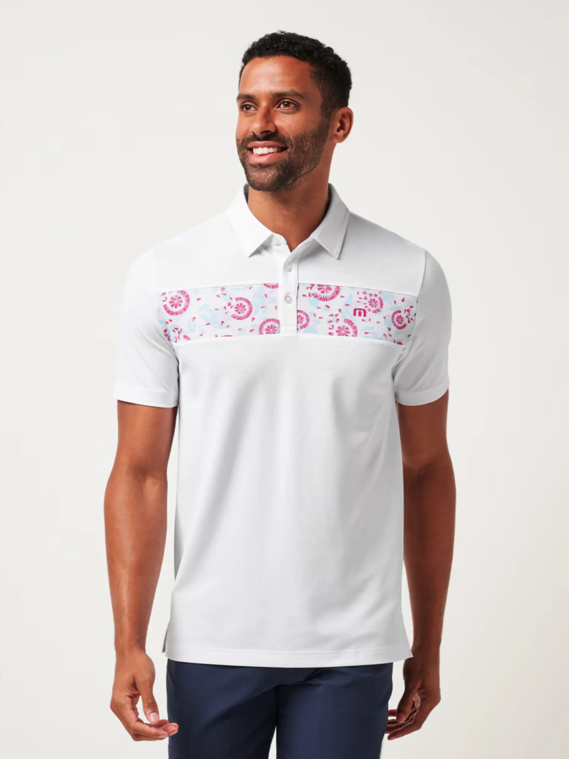 TravisMathew Good Good Flourish pánské golfové triko, bílé, vel. L