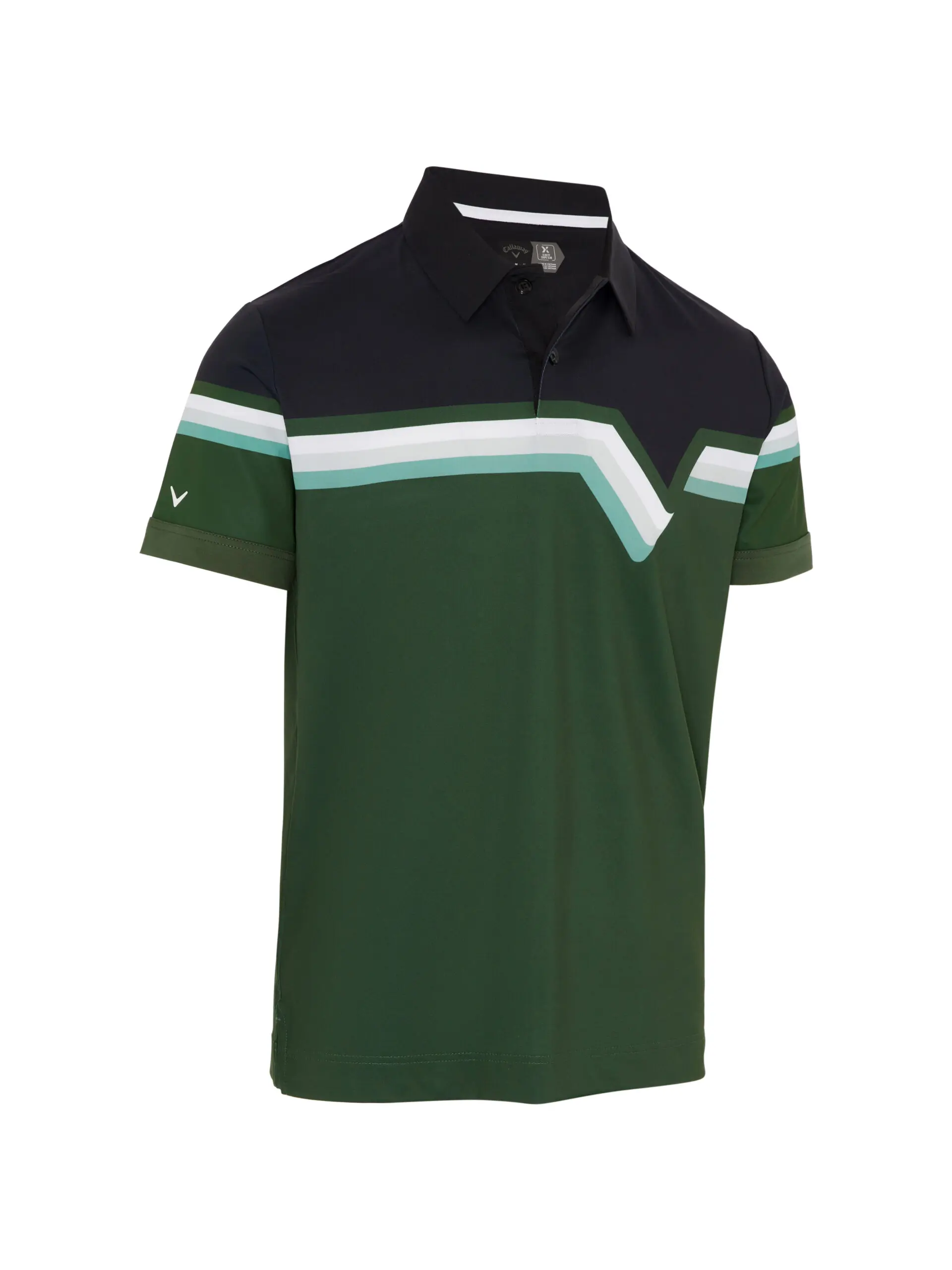 Callaway Racer Chev Block pánské golfové triko, tmavě zelené/černé, vel. L DOPRODEJ