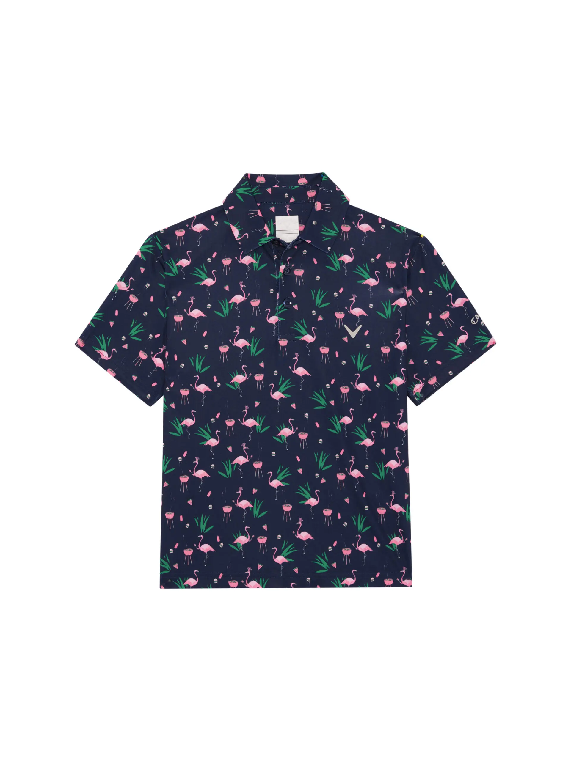 Callaway All Over Flamingo Printed chlapecké golfové triko, tmavě modré, vel. M