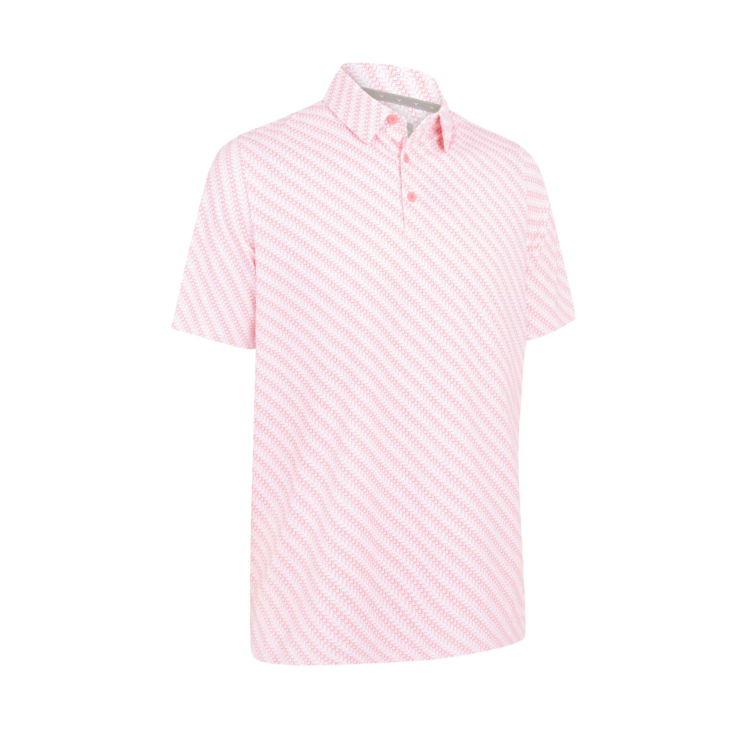 Callaway Twill Print pánské golfové triko, bílé/růžové, vel. L DOPRODEJ