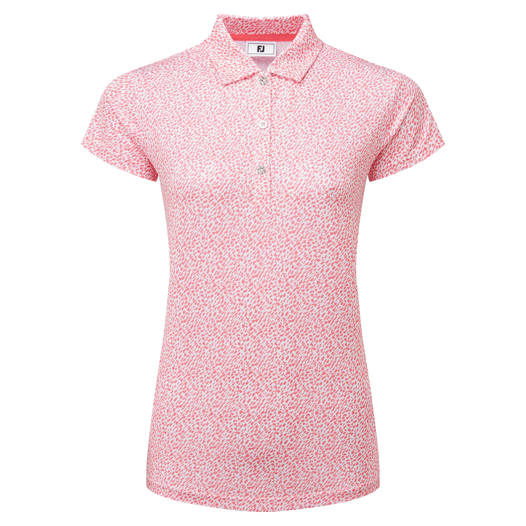 FootJoy Animal Print Cap Sleeve Lisle dámské golfové triko, bílé/růžové