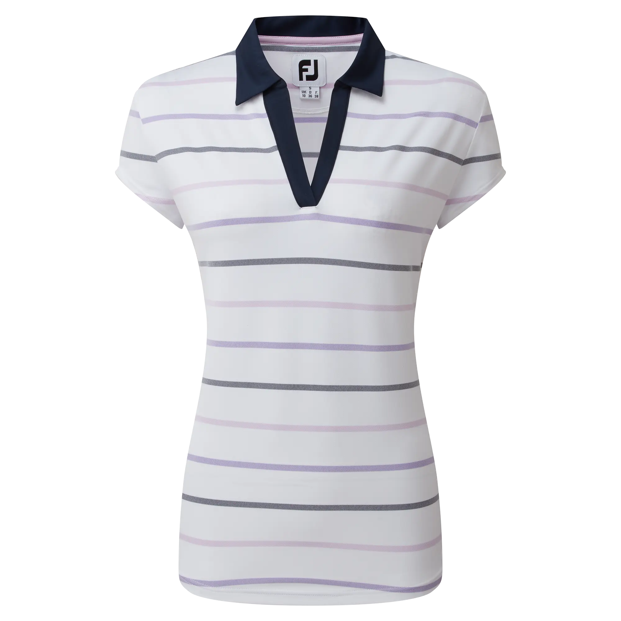 FootJoy Birdseye Stripe Smooth Jacquard dámské golfové triko, bílé, vel. XS