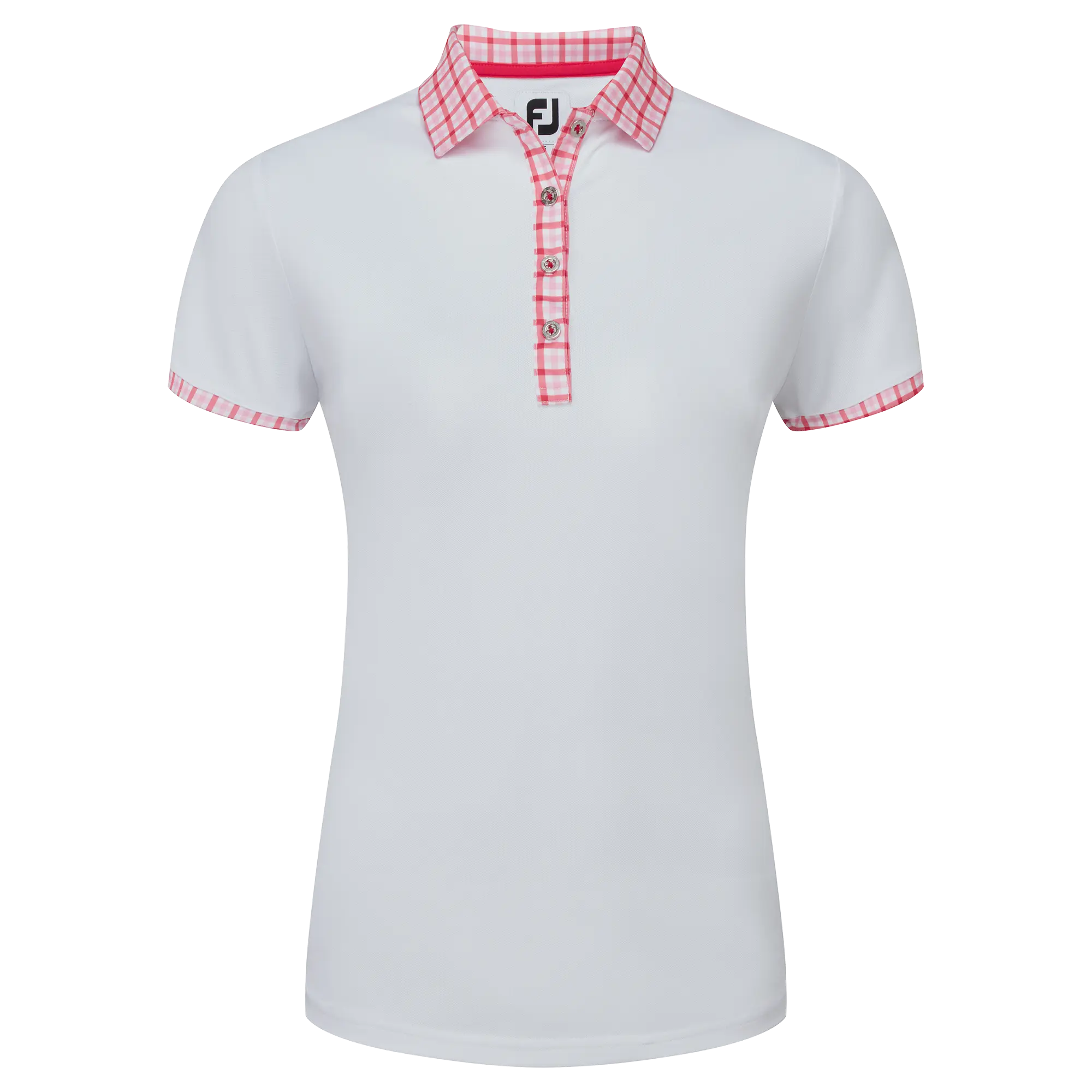 FootJoy Gingham Trim Pique dámské golfové triko, bílé, vel. XS DOPRODEJ