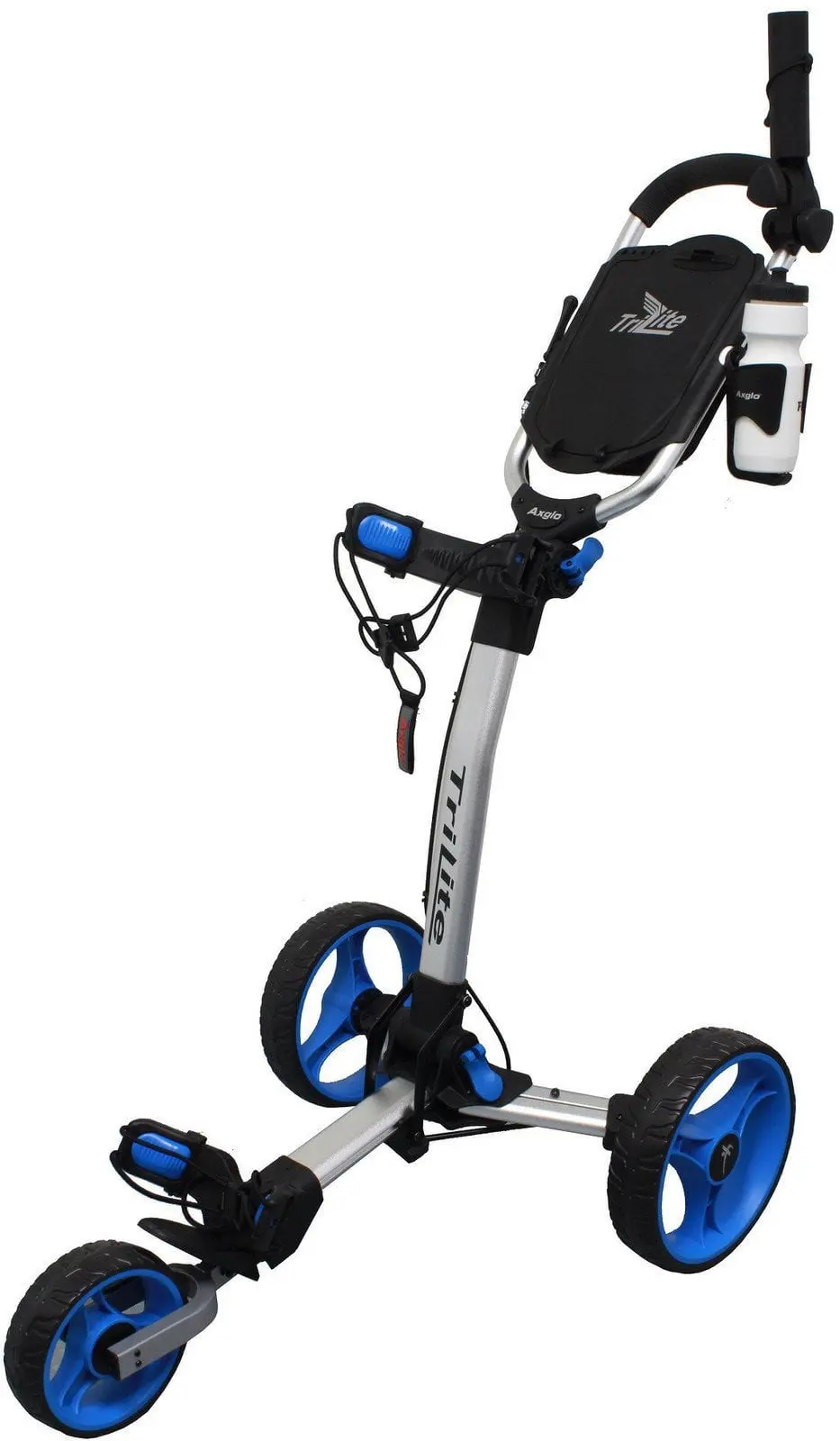 AXGLO TRILITE golfový vozík, ŠEDÝ s modrými koly