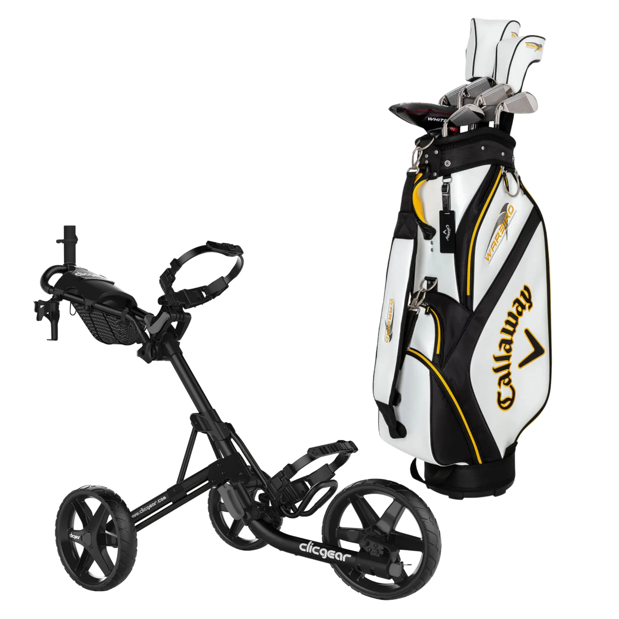 Callaway Warbird 2021 pánský set, grafit, pravý + Clicgear M4 černý