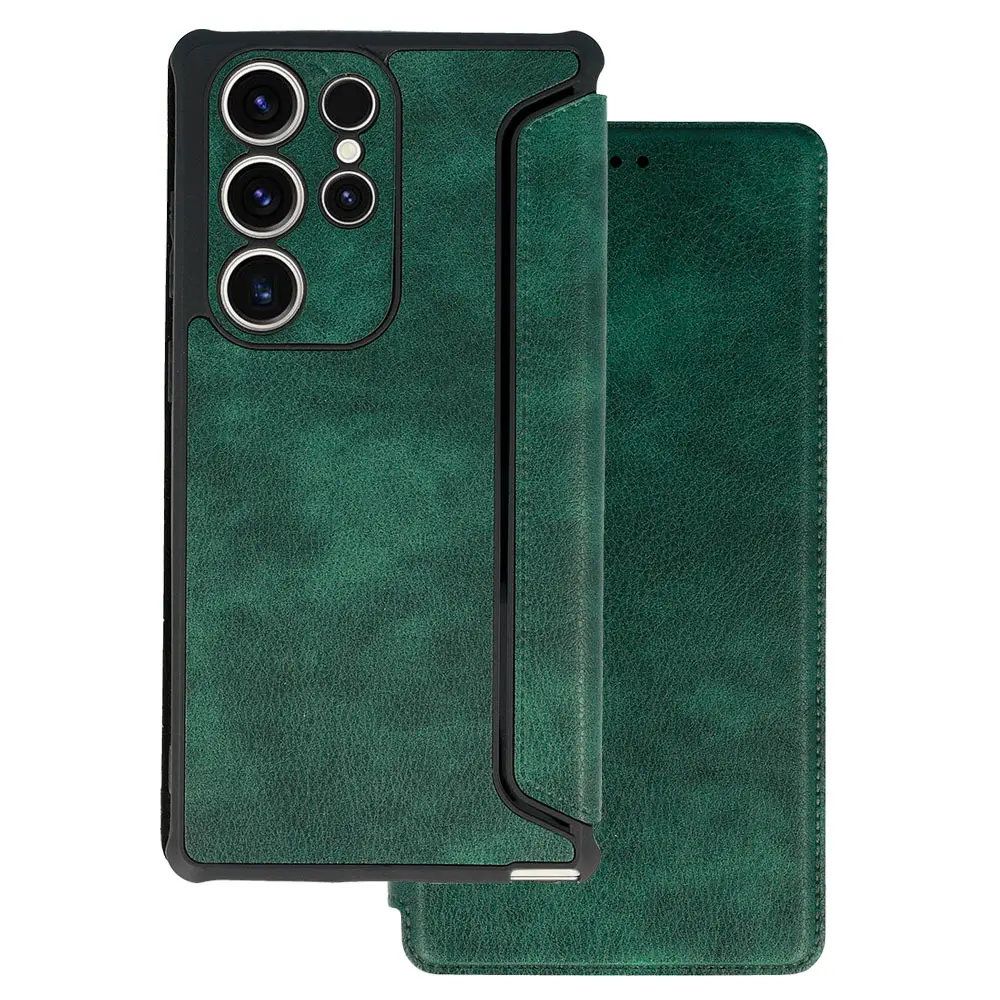 Kožené pouzdro Razor na Samsung Galaxy S23 Plus tmavě zelené