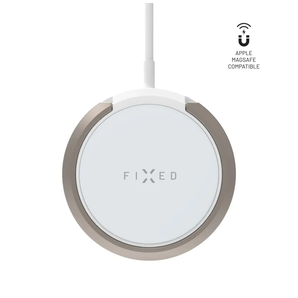 FIXED MagPad bezdrátová MagSafe nabíječka se stojánkem (15W) bílá