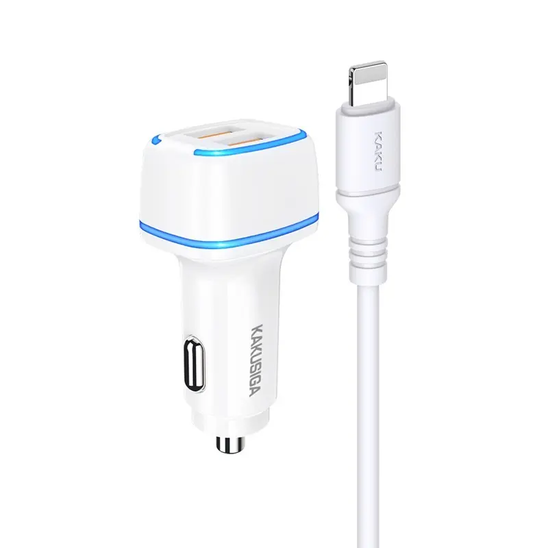 Nabíječka do auta KAKU KSC-528 vč. Lightning datového kabelu Dual bílá