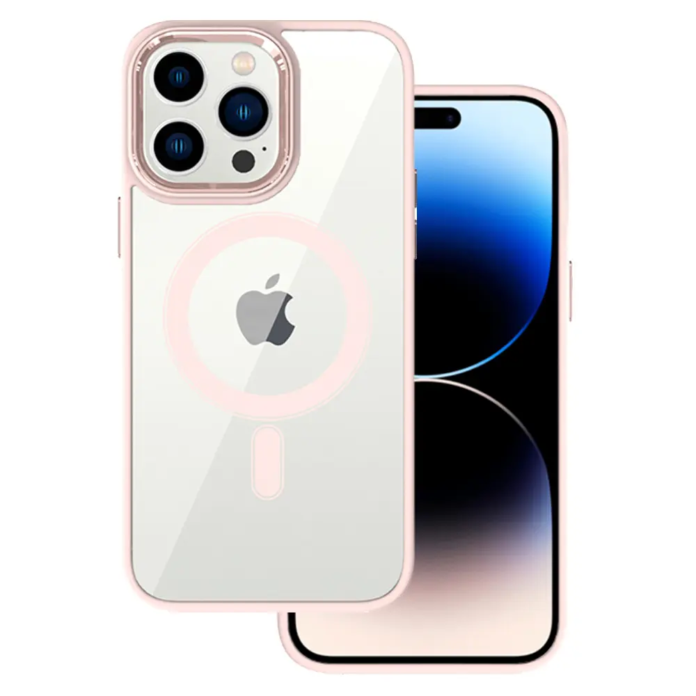Zadní kryt Tel Protect Magnetic Clear pro Iphone 15 Plus Salmon