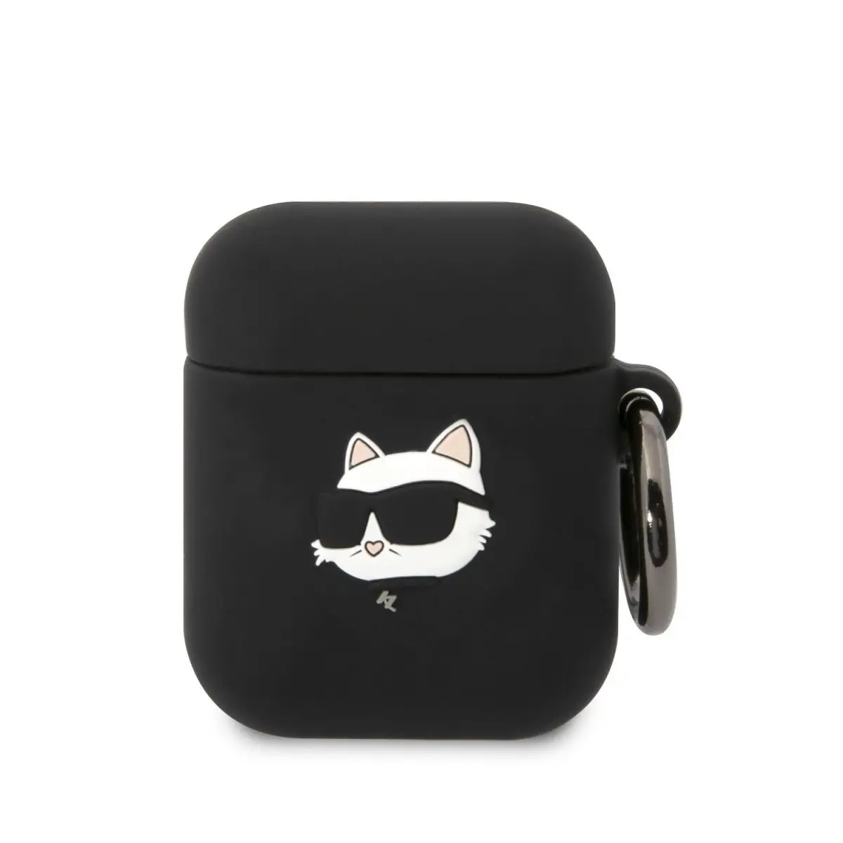 Apple Karl Lagerfeld 3D Logo NFT Choupette Head Silikonové pouzdro Airpods 1/2 černé